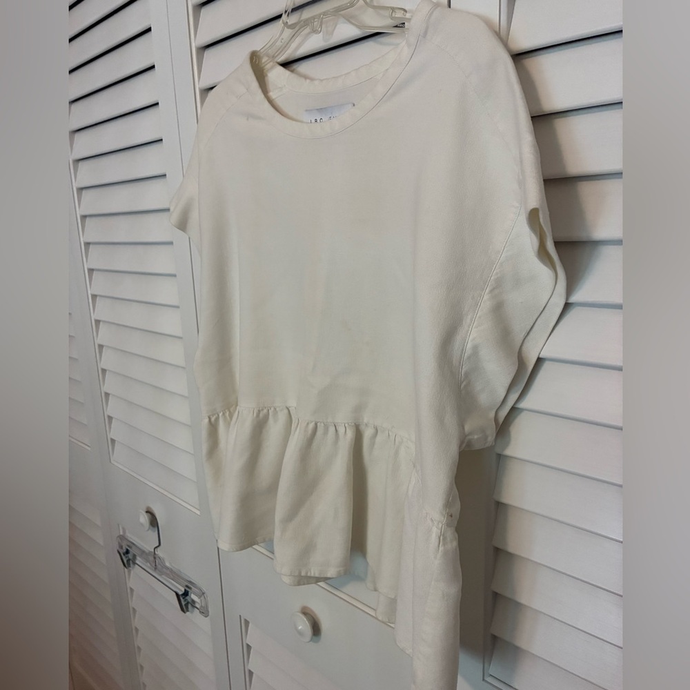 IRO Off White Short Sleeve Peplum Top